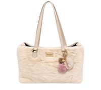 Juicy Couture Dreamy Divas Tragetasche | Außenseite aus Kunstfell, Pompon-Schlüsselanhänger, 40,6 x 24,1 x 17,8 cm, Kunstledergriffe, Damen-Schultertasche