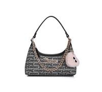 Juicy Couture Hey Queen Hobo-Tasche, Logo-Druck, Schultertasche, Kette, Akzent, weiche Handtasche, für den Alltag, 26,7 x 17,8 cm