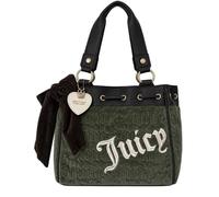 Juicy Couture Juicy Crown Tragetasche | Samtkörper, goldfarbene Hardware, Herz-Charm-Detail, Samtschleife, 30,5 x 27,9 x 17,8 cm