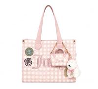 Juicy Couture Study In Style Tragetasche mit Mini-Geldbörsenanhänger, Velours-Schultertasche für Damen, 35,6 x 27,9 cm, Pink Clay, One Size, Trendig, zeitgenössisch, Boho, Bohemian, Feminin, Preppy