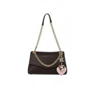 Juicy Couture The Glam Juicy Crossbody mit Klappe für Damen, Logo-Druck, Schultertasche mit goldfarbenem Kettenriemen und Herzanhänger, Schokoladenbraun, One Size, Trendig, zeitgenössisch, Boho
