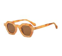 JUJNTNT Achteckige geometrische Sonnenbrille für Damen und Herren, klobiger Retro-Rahmen, UV400-Schutz, auffälliges Polygon-Design, trendige Hip-Hop-Brille, C3, Einheitsgröße