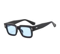 JUJNTNT Beliebte Fashion Square Sonnenbrille Damen Retro Punk Clear Ocean Lens Herren Shades UV400 Nieten (Schwarz Blau)