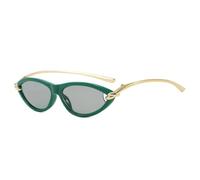 JUJNTNT Beliebte Mode Cat Eye Candy Farbe Frauen Luxus Sonnenbrille Oval Hohl Shades Uv400 Männer (Grün Hellgrau)