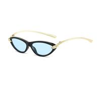 JUJNTNT Beliebte Mode Cat Eye Candy Farbe Frauen Luxus Sonnenbrille Oval Hohl Shades Uv400 Männer (Schwarz blau)