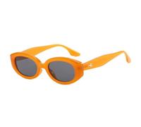 JUJNTNT Beliebte Mode Oval Damen Luxus Sonnenbrille Retro Jelly Farbnuancen UV400 Herren Nieten (Jelly Orange Grau)