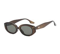 JUJNTNT Beliebte Mode Oval Damen Luxus Sonnenbrille Retro Jelly Farbnuancen UV400 Herren Nieten (Olivgrau)
