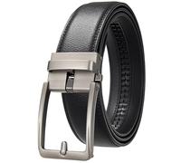 JUJNTNT Gürtel für Herren, luxuriös, modisch, automatische Schnalle, echtes Leder, Jeans (115 cm, schwarz)