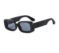 JUJNTNT Kleine quadratische Sonnenbrille für Damen und Herren, rechteckige Reisebrille im Vintage-Stil, UV400-Schutz (schwarz/grau)