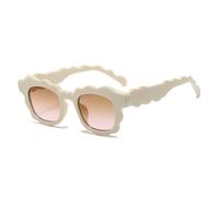 JUJNTNT Modische, unregelmäßige, quadratische Sonnenbrille in Geleefarbe für Damen, klare Farbverlaufstöne, UV400, für Herren, trendig, einzigartig (Beige, Tee, Rosa)