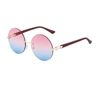 JUJNTNT Randlose runde Sonnenbrille für Damen und Herren, Luxus-Retro-Punk-Steampunk (C6PinkBlue)