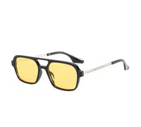 JUJNTNT Retro Rechteckige Sonnenbrille Damenmode Candy Color Lens Herren Outdoor Driving Shades UV400 Square (Schwarz Gelb)