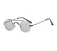 JUJNTNT Retro-Sonnenbrille für Damen und Herren, rund, Vintage-Doppelsteg, Metallrahmen, trendige Gläser, UV400-Schutz, kleine runde Sonnenbrille, trendige Brille, C3, Einheitsgröße