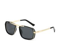 JUJNTNT Retro-Sonnenbrille im quadratischen Design für Damen und Herren, geeignet zum Autofahren und Angeln, Doppelsteg-Metallrahmen, Sonnenschutz (Gold)