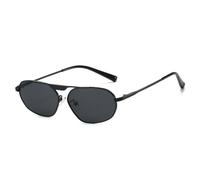 JUJNTNT Retro Unregelmäßige Polygon Cat Eye Metall Damen Sonnenbrille Mode Herren Shades UV400 Punk (Schwarz Grau)