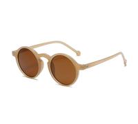 JUJNTNT Runde Sonnenbrille für Damen und Herren, Vintage, Nieten, verziert mit klassischem Leopardenmuster, UV400 (C4Brown-Braun)