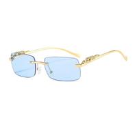 JUJNTNT Shauna Fashion Kleine Randlose Rechteckige Sonnenbrille Damen Retro Gepard Ozean Film Brillen Herren Getönte Sonnenbrille UV400 (1)