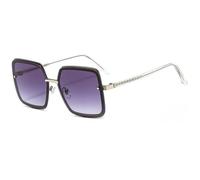 JUJNTNT Übergroße quadratische Sonnenbrille für Damen, Retro-Design, geometrischer Metallrahmen, trendige Gläser, UV400-Schutz, dunkle Gläser, stilvolle klassische Sonnenbrille, C2, Einheitsgröße