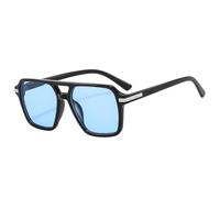 JUJNTNT Vintage Doppelsteg Quadratische Sonnenbrille Herren Farbverlauf Spiegel Shades UV400 Damen Trendy (Schwarz Blau)