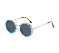 JUJNTNT Vintage Runde Sonnenbrille Herrenmode Metall Mehrfarbig Damen Sonnenbrille Retro Trendy Luxus UV400 (blau)