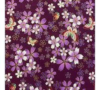 Jukway 1 LfM Baumwollstoff Meterware, 145cm breit, 100% Baumwolle Stoffe zum Nähen Bronzierendes Goldenes Blumen, Stoff Meterware Baumwolle Muster Quilten DIY Dekoration (Lila - Kirschblüten)