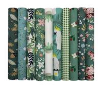 Jukway 10 Stück Baumwollstoff Meterware 25 x 25 cm Stoffpaket Patchwork, Baumwolle Stoff mit vielfältigen Mustern, Stoffe zum Nähen Quilten DIY Dekoration Handarbeiten (Grün)
