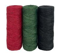 Jukway 3 x 50m/Rolle Juteschnur Natur Rot Grün Schwarz Jute Kordel 2mm, 2-lagig Bastelschnur Jutegarn Bindfäden für Haushalt DIY, Dekoration, Floristik, Handwerk, Verpackung (3 x 50m)