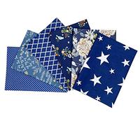 Jukway 6 Stück Baumwollstoff Meterware 50 x 50 cm Patchwork Stoffe zum Nähen Quilten DIY Dekoration Basteln Handwerken, Reine Baumwolle Stoff bedruckte Mustern Stoffpakete (Navy blau)