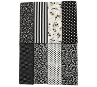 Jukway 8 Stück Baumwollstoff Meterware 50 x 50 cm Stoff Patchwork Stoffpaket Baumwolle Stoffreste DIY Baumwolltuch mit vielfältigen Mustern Stoffe zum Nähen Quilten Dekoration Handwerken (Schwarz)