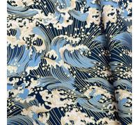 Jukway Baumwollstoff Meterware, 50cm X 145cm, 100% Baumwolle Stoffe zum Nähen Bronzierendes Goldenes Muster, Stoff Meterware Baumwolle Quilten DIY Dekoration Handwerken (08- Muster, Blau)