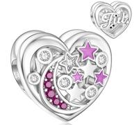 Juli Charms für Pandora Charms Mondstern Herz Bead aus 925er Sterlingsilber