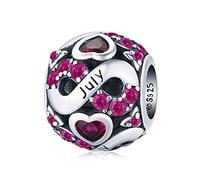 Juli Geburtsstein Charms 925 Sterling Silber Liebesherz Charm Bead passend für Pandora Charm Armband mit Zirkonia, Geburtstag Muttertag Schmuck Geschenke für Frauen Mädchen