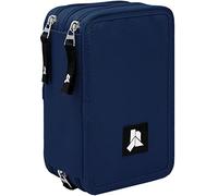 Julian Ross 3-Fach Federmäppchen - 45-teilig, komplett gefüllt - mit Schere, Kleber, Buntstiften & Filzstiften - Blau - ideal für die Schule & als Geschenk für Jungen und Mädchen