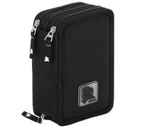 Julian Ross 3-Fach Federmäppchen - 45-teilig, komplett gefüllt - mit Schere, Kleber, Buntstiften & Filzstiften - Schwarz - ideal für die Schule & als Geschenk für Jungen und Mädchen