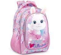 Julian Ross Ballerina Bunny Ergonomischer Schulrucksack für Kinder, Grundschulkinder, 33x15x43cm, 3 Fächer, Netz für Trinkflasche, Gepolsterte Träger, Griff, Gefüttertes Innenfach, Rucksack Mädchen