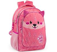 Julian Ross Fuchs Foxy Fluffy Ergonomischer Schulrucksack für Kinder, 33x15x43cm, 3 Fächer, Netz für Trinkflasche, Gepolsterte Träger, Griff, Gefüttertes Innenfach, Rucksack Mädchen
