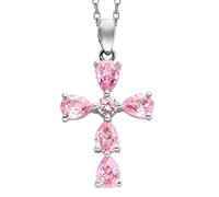Julie Julsen Anhänger mit Kette 925/- Sterling Silber Zirkonia rosa weiß Damen