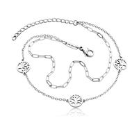 Julie Julsen Anklet TREE für Damen aus Edelstahl in der Farbe Silber mit JJAC31063S, Länge: 27 cm, JJAC31063S