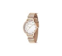 Julie Julsen Damen Analog Quarz Uhr mit Minral Glas - 23 Zirkonia mit 36mm Gehäuse - Ziffernblatt in Perlmutt mit Flamingo - Wasserdicht bis 3 ATM