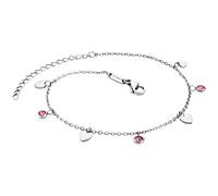 Fußkette mit Anhänger JULIE JULSEN "ANKLET, HEARTS, JJAC29215G, JJAC29215S" Fußkettchen Gr. Edelstahl, bunt (edelstahlfarben, rosa, rosa) Trachtenmode Edelstahl (74356133-0)