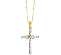 Julie Julsen JJNE34167-4G Damen Collier Kreuz Sterling-Silber 925 Gold weiß Zirkonia 43 cm