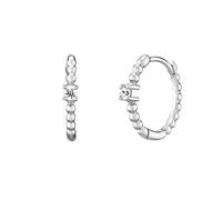 Paar Creolen JULIE JULSEN "925 Silber rhodiniert Zirkonia weiß" Ohrringe Gr. ONE-SIZE, Silber 925 (Sterlingsilber), weiß (weiß + weiß) Damen (51477353-0) weiß + weiß