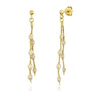 Paar Ohrhänger JULIE JULSEN "925/- Sterling Silber vergoldet 14 Zirkonia Calza" Ohrringe Gr. ONE-SIZE, Silber 925 (Sterlingsilber), goldfarben (gold, weiß) Damen Ohrhänger (19817645-0)