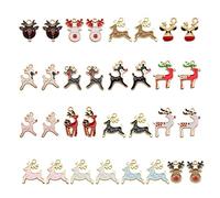 Julie Wang 30 Stück 15 Paar Legierungs-Charms mischen Elch-Hirsch-Tier-Anhänger für die Schmuckherstellung Weihnachtsdekoration Zubehör Großhandel große Menge Handwerk DIY
