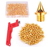 JULMELON 120 Stück 1/4 Zoll Edelstahl Spikes für Leichtathletik und Langlaufspikes Golfschuhspikes mit Spike-Schraubenschlüssel, Ersatzspikes für Sprint Sport kurze Laufschuhe (Gold)