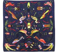 Julunar Seidenähnlicher Kopftuch für Damen - Satin-Haarschals, 88,9 cm, quadratische Seiden-Haarwickel zum Schlafen, mit Geschenkverpackung, B006-2 Bird Navy, Large