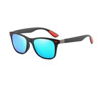 Jumadas Unisex-Festival-Sonnenbrille - polarisiert - blau verspiegelt mit schwarz-roten Akzenten - UV-Schutz