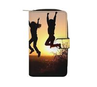 Jump in The Air Kreditkartenetui, RFID-blockierend, schmal, faltbar, echtes Leder, minimalistische Vordertasche, Geldbörse, Schlüsselanhänger, Geldbörse für Männer und Frauen, Stil, 19,7 x 11 x 3,5