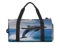 Jumping Up Delfine Turnbeutel für Damen und Herren, Schuhfach, wasserdicht, Reisetasche, Sporttasche für Sport, Fitnessstudio, Yoga, Springende Delfine, Einheitsgröße