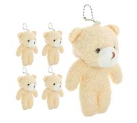 JUMPLAWN 5 Stück 5 teiliges Mini Bärenanhänger aus weichem Plüsch Süßer Bär Schlüsselanhänger und Taschenanhänger Handliche kleine Bärendeko für Geschenk Geburtstag und Valentinstag
